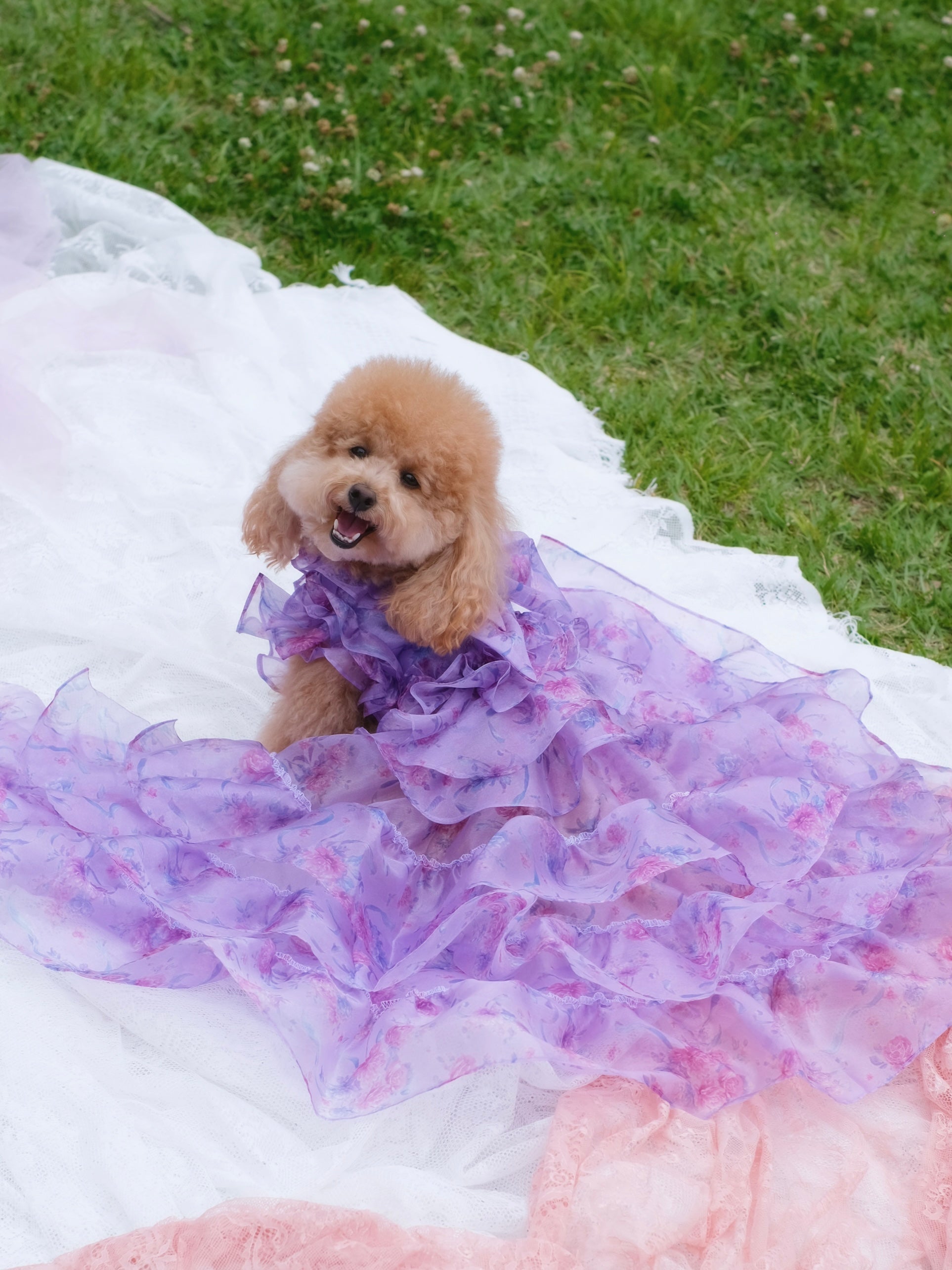 organza rose long skirt